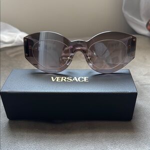 Versace Tan Rimless Glasses